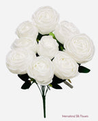 16” Faux Cabbage Rose Bush ( INT0005-White )