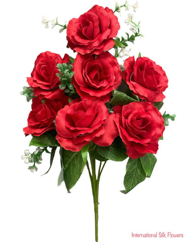 13'' Small Open Rose Bush ( J07001-Red )