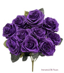 18" Silk Open Rose Bush ( AN10004-Dark/Purple )