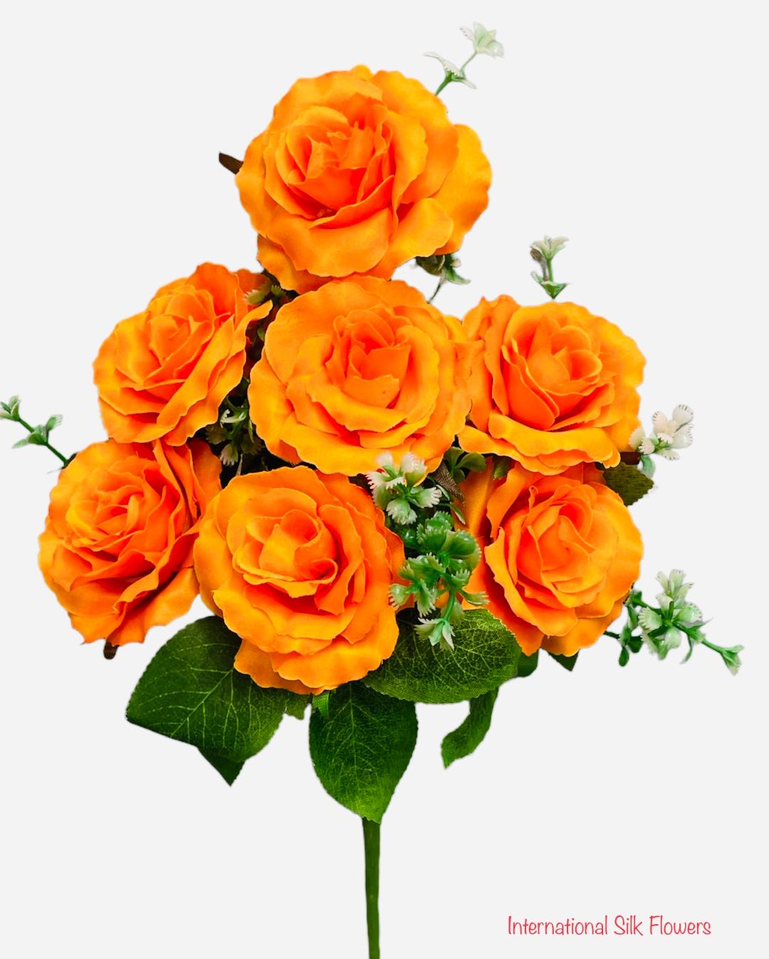13'' Small Open Rose Bush ( J07001-Flame )