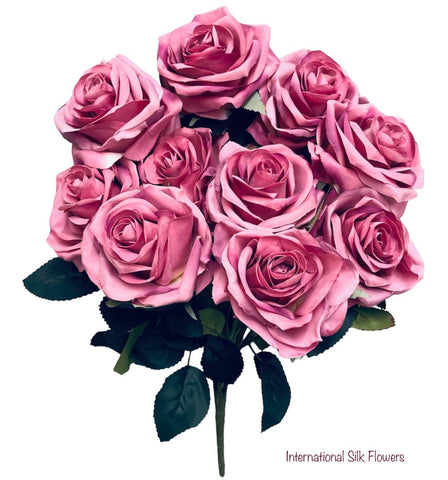 18" Silk Open Rose Bush ( AN10004-Mauve )