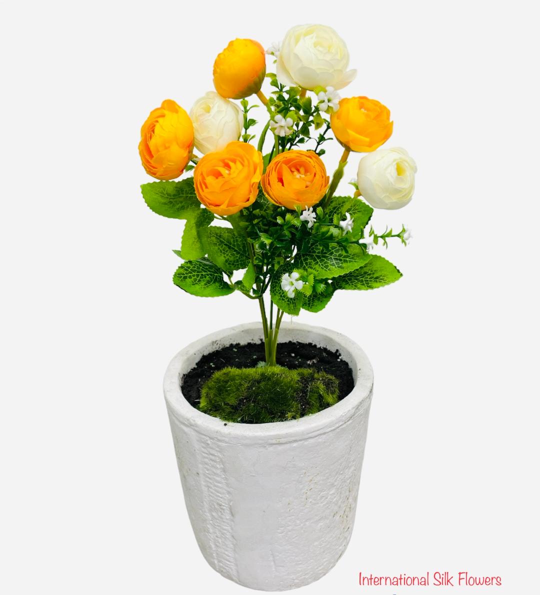11'' Ranunculus Bud Bush ( B580-Yellow/Cream )