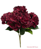 18" Silk Pongee Hydrangea Bush ( INT001-Burgundy )