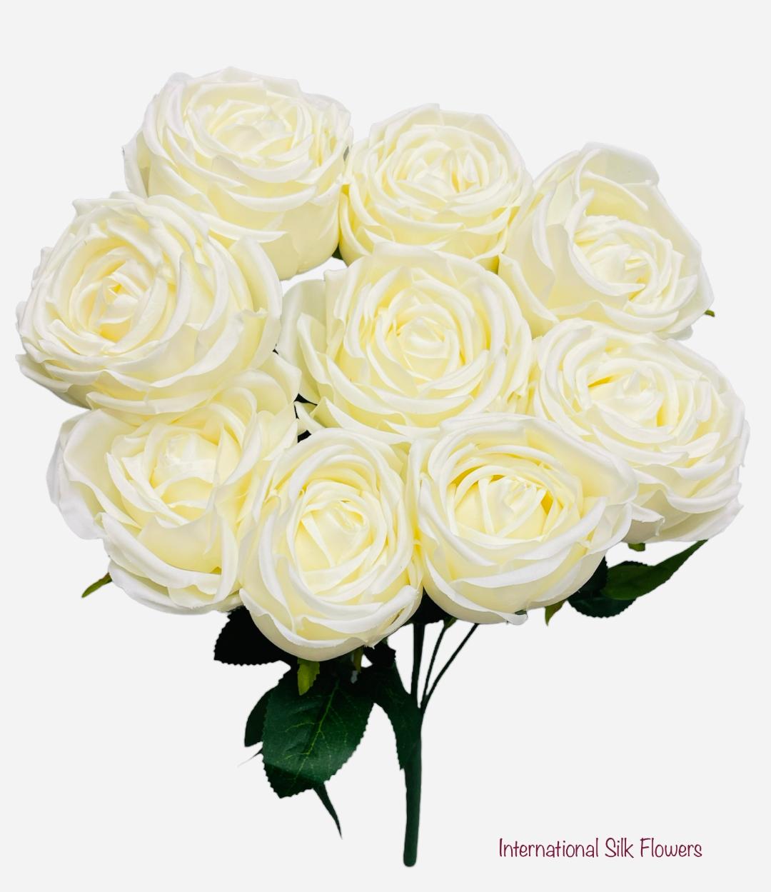 16” Faux Cabbage Rose Bush ( INT0005- Cream )