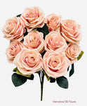 18" Silk Open Rose Bush ( AN10004- Champagne )