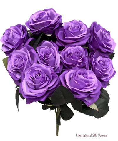 18" Silk Open Rose Bush ( AN10004-2 Tone Purple )