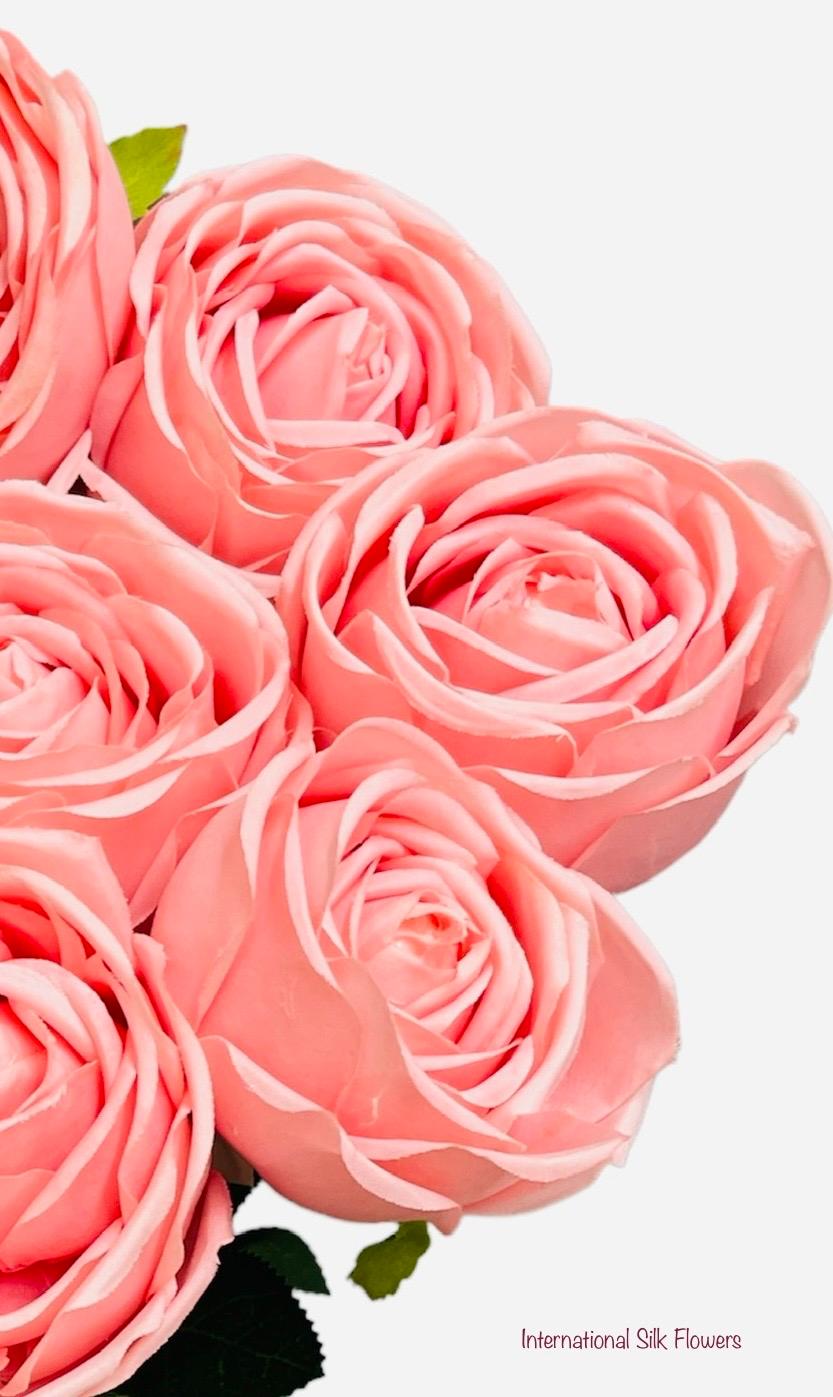 16” Faux Cabbage Rose Bush ( INT0005- Rose Gold )