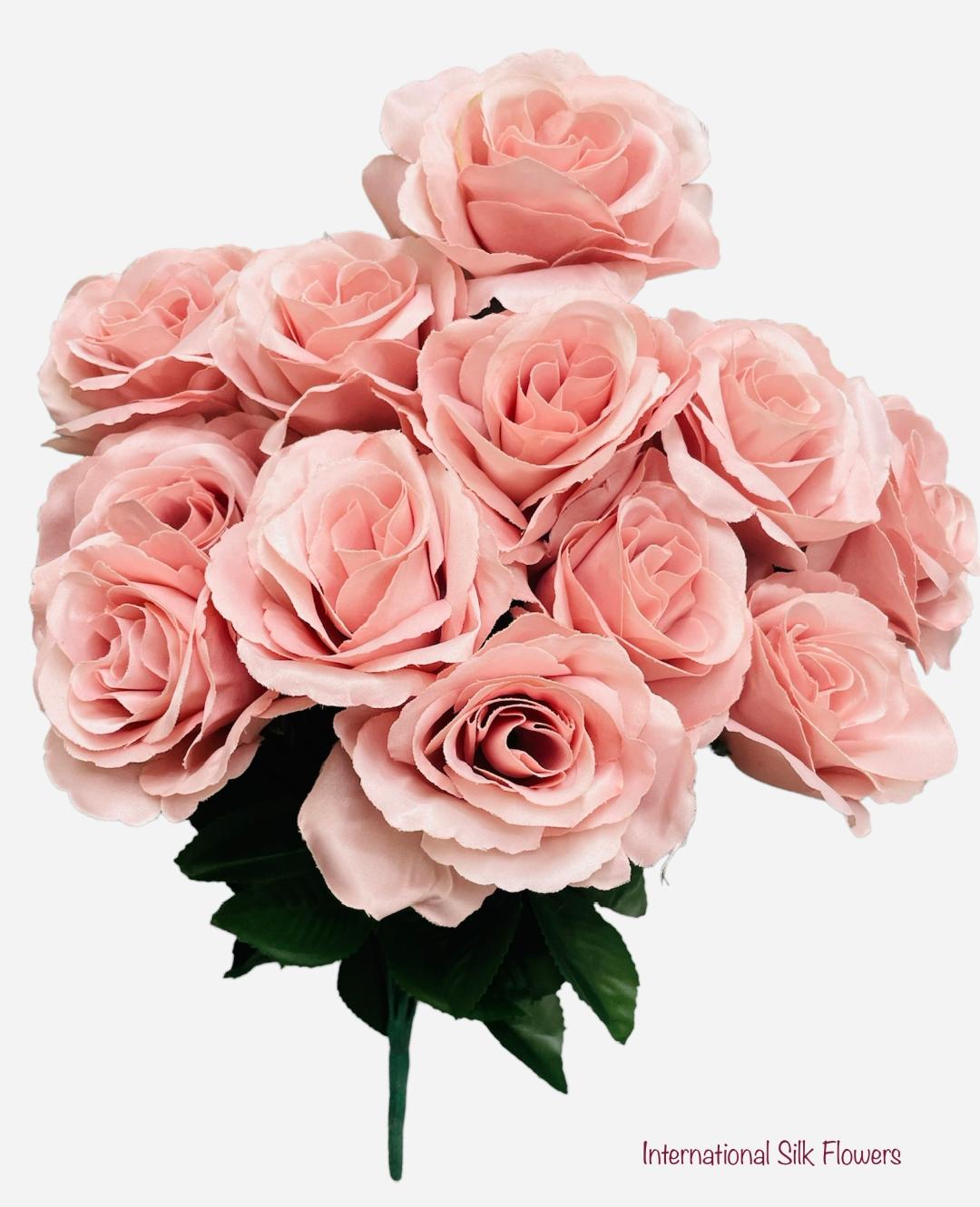 17" Satin Open Rose Bush ( INT398-#4 Dusty Pink )