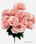 17" Satin Open Rose Bush ( INT398-Dusty Pink )