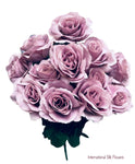 17" Satin Open Rose Bush ( INT398-Dusty Lavender )