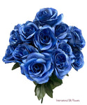 17" Satin Open Rose Bush ( INT398-New Navy Blue /ROYAL BLUE