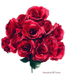 17" Satin Open Rose Bush ( INT398-Red Black )