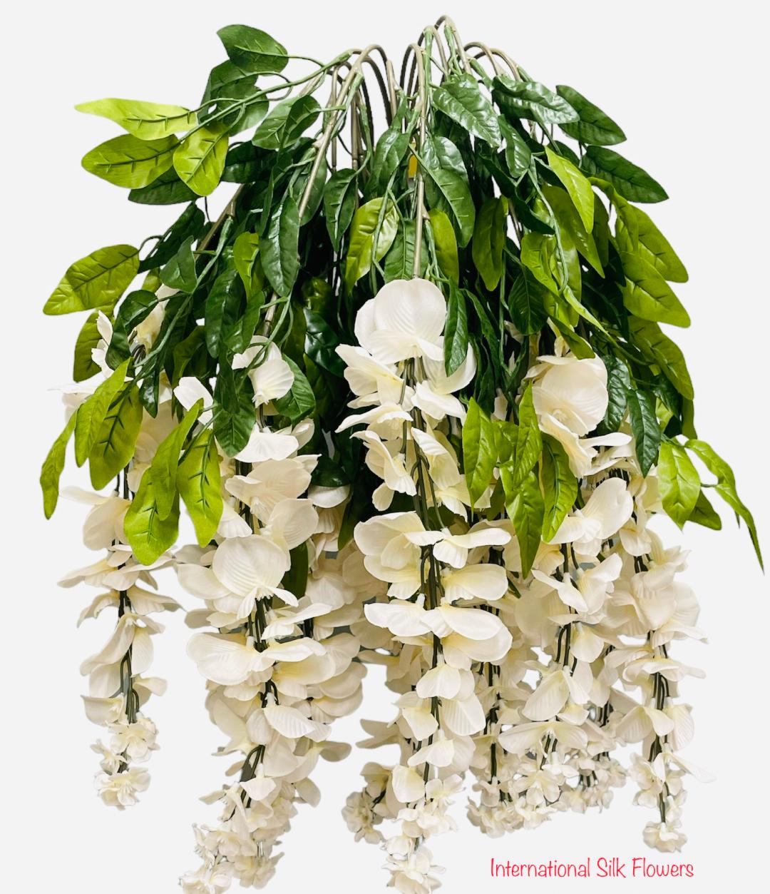 35'' Faux Wisteria Hanging Bush ( INT587-Beige )
