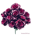 17" Satin Open Rose Bush ( INT398-Burgundy )