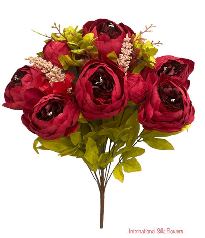 20'' Faux Victorian Peony Bush  ( INT0068-Burgundy )