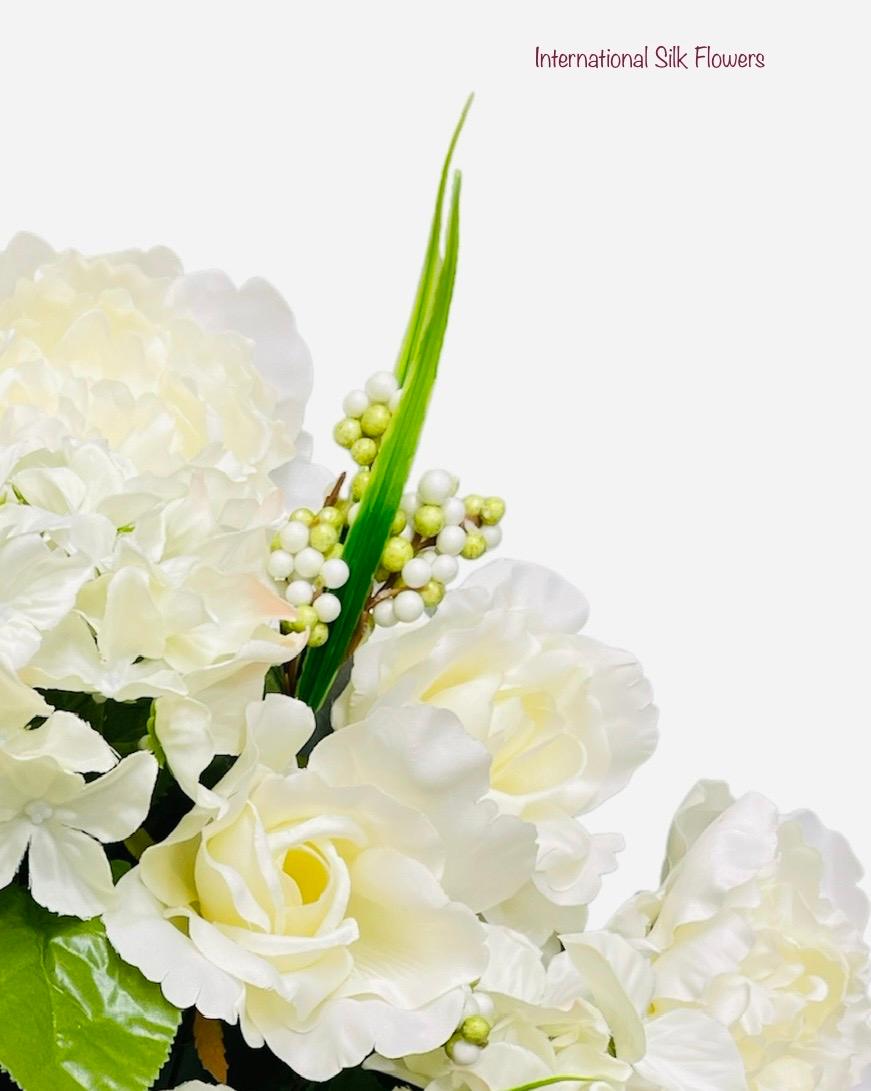 21'' Rose/ Peony/ Hydrangea Mixed Bush ( INT3535-Cream )