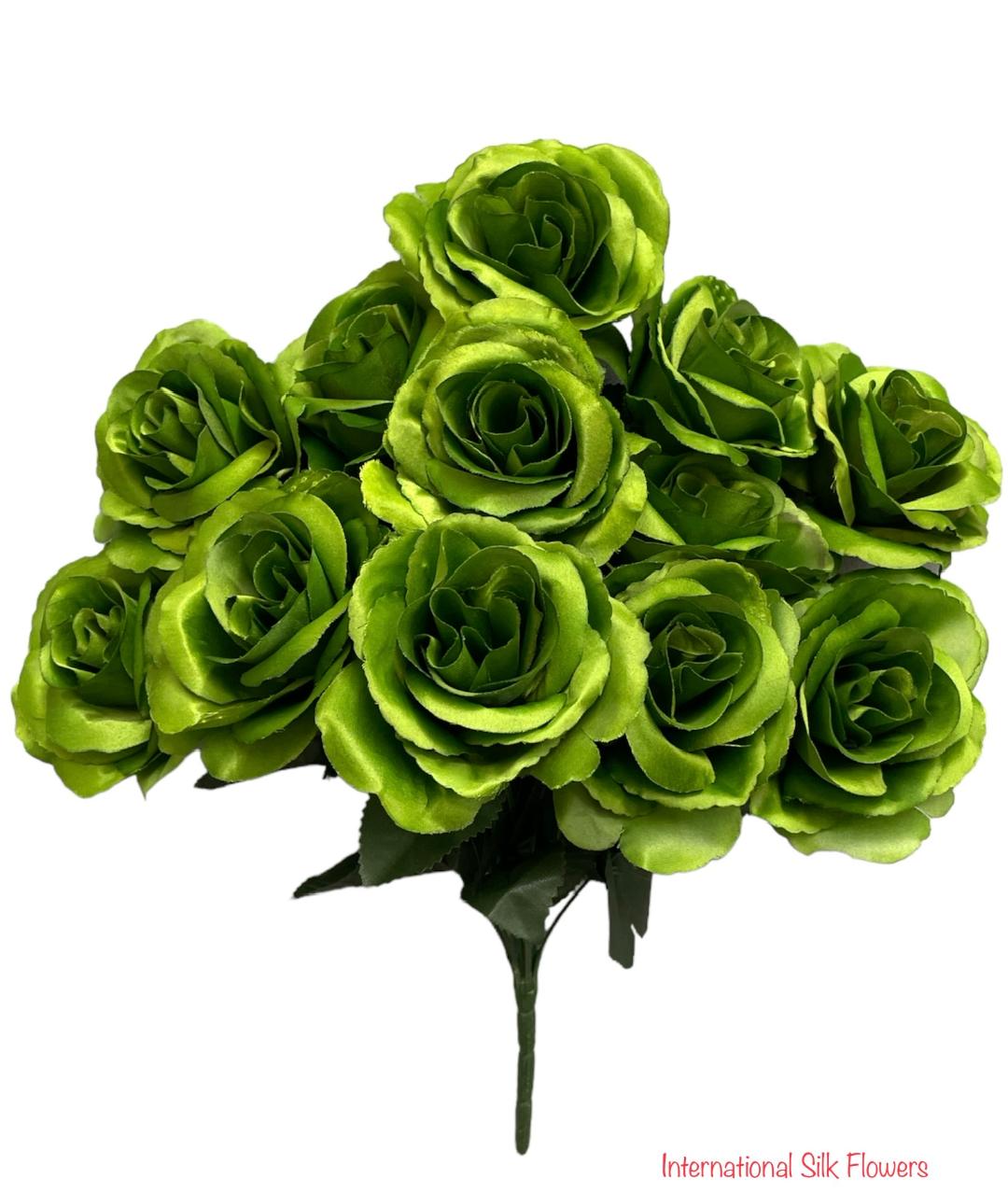 17" Satin Open Rose Bush ( INT398-Hunter Green )