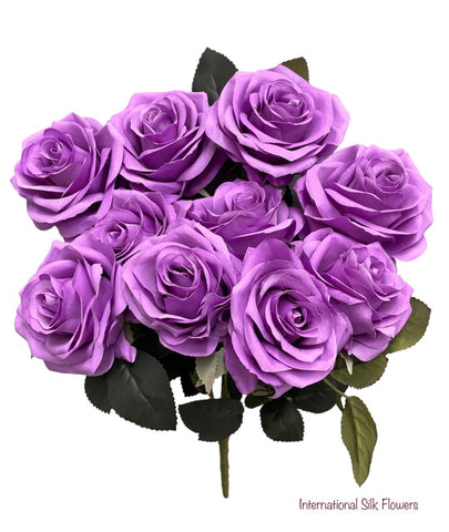 18" Silk Open Rose Bush ( AN10004-Lavender )