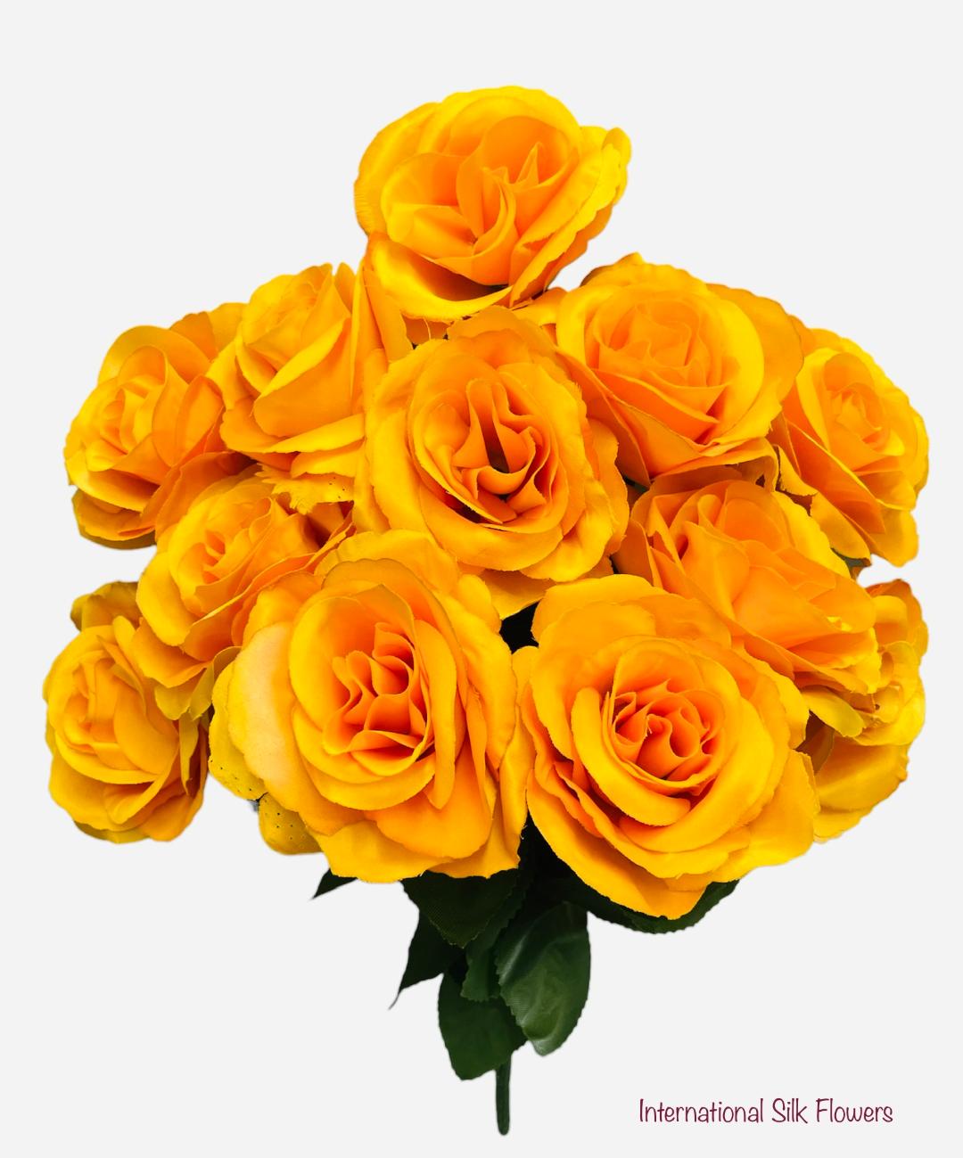 17" Satin Open Rose Bush ( INT398-#15 Golden Yellow )